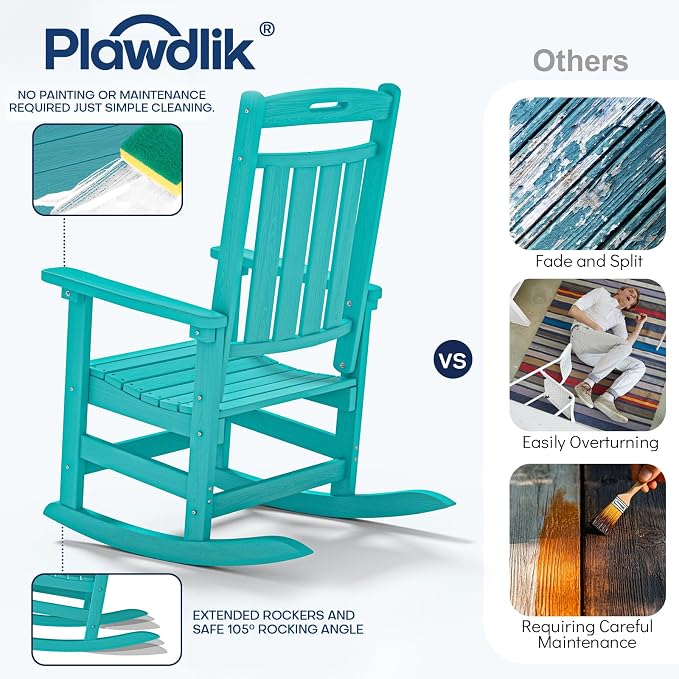 Oversized HDPE Outdoor Rocking Chair, All-Weather Resistant, Aruba | Heavy Duty - Image 7