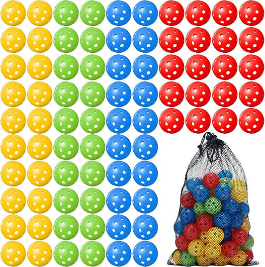 80 Pack Practice Golf Balls Limited Flight 42 mm Golf Training Airflow Hollow Plastic Ball for Women Men Indoor Outdoor Driving Range Swing Practice Home