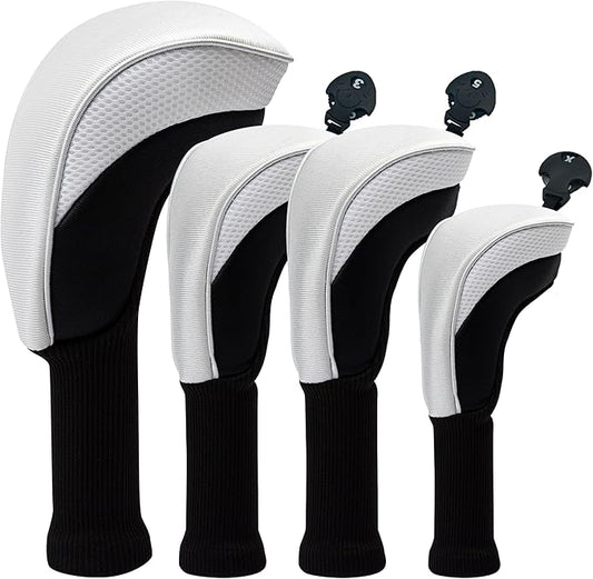 Golf Head Covers for Fairway Woods Driver Hybrids 5 Pieces Nylon Mesh Sports Fan Golf Club Headcovers-Golf Accessories for Men Women.