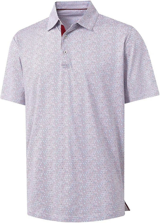 M MAELREG Mens Golf Shirt Short Sleeve Dry Fit Print Moisture Wicking Performance Patterns Collared Polo Shirt