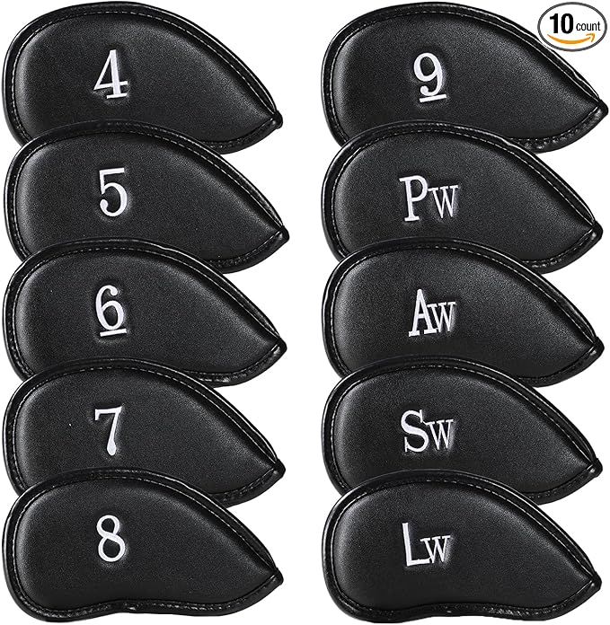 Premium Leather Golf Club Covers -Double-Sided Embroidered Golf Iron Covers with Magnetic Closure, Perfect Iron Covers for Golf Clubs, Durable and Stylish Protection for Your Clubs