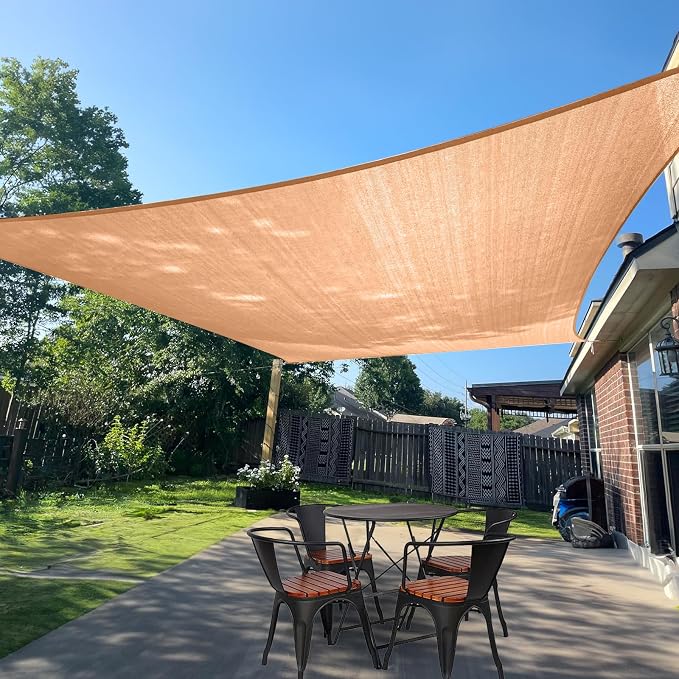 Sun Shade Sail 13'x13' Peach Fuzz Rectangle Custom Size | 95% UV Block by SUNLAX