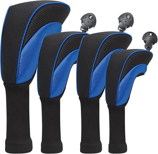 Golf Head Covers for Fairway Woods Driver Hybrids 5 Pieces Nylon Mesh Sports Fan Golf Club Headcovers-Golf Accessories for Men Women.