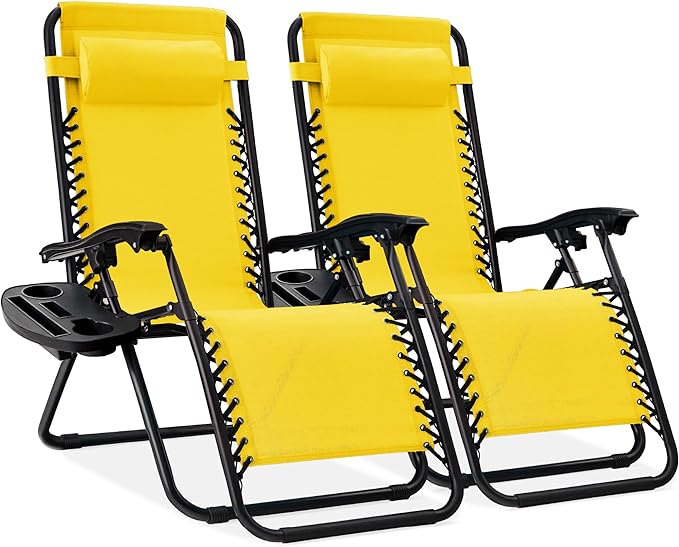 Best Choice Products Set of 2 Adjustable Steel Mesh Zero Gravity Lounge Chair by Unknown