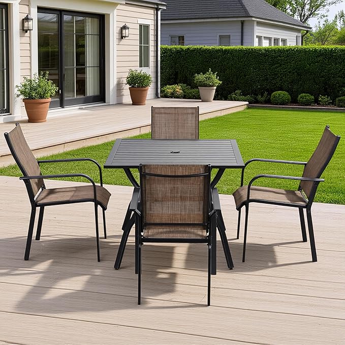 Patio Chairs Set of 8, Stackable Outdoor Dining Chairs, All Weather Breathable - Image 8