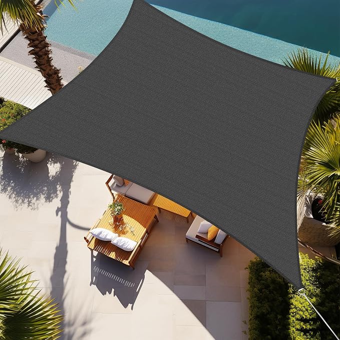 Shade&Beyond Rectangle Sun Shade Sail 10'X13' Permeable Canopy Dark Grey by ShadeBeyond
