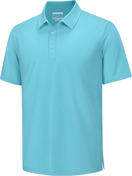 TACVASEN Mens Polo Shirts Short Sleeve Pique 3 Buttons Golf Polo Cooling Performance Moisture Wicking Shirt