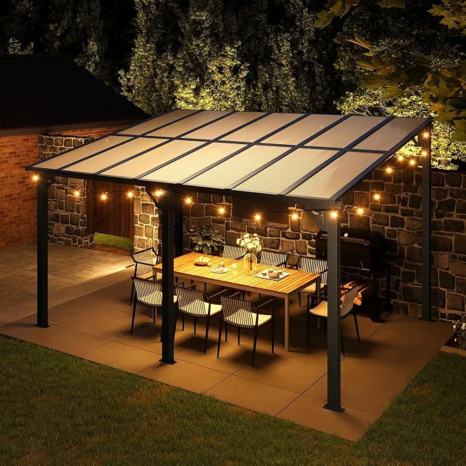 Aoxun 14’x10’ Gazebo with Aluminum Frame & Polycarbonate Panel, Outdoor Patio - Image 8