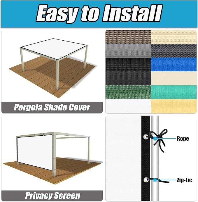 Amagenix 90% Pergola Shade Cover 4' X 13' Sun Shade Cloth - Image 3