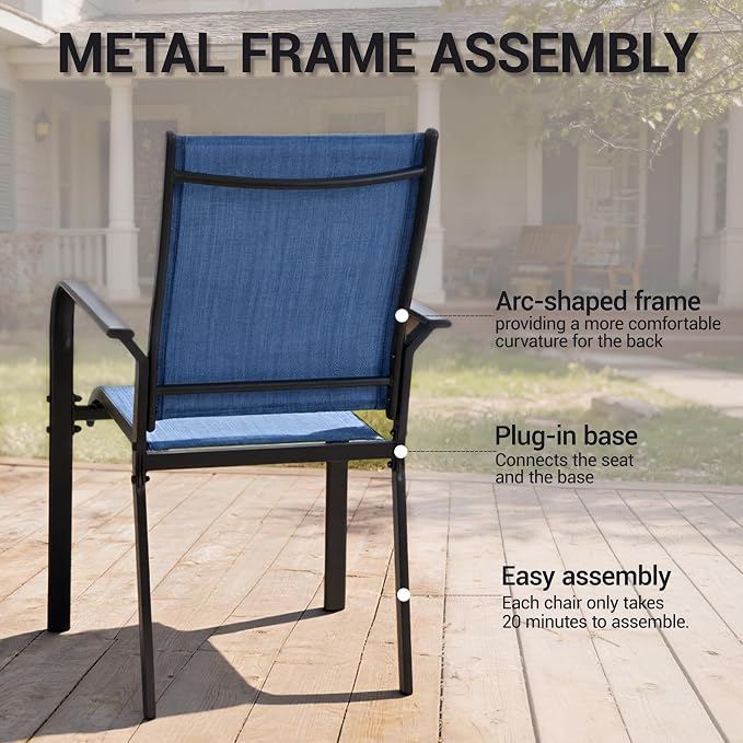 Patio Chairs Set of 8, Stackable Outdoor Dining Chairs, All Weather Breathable - Image 7
