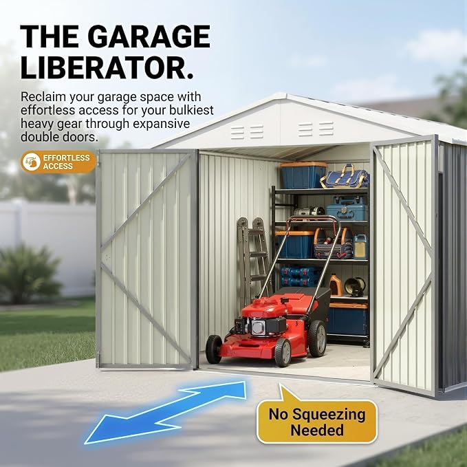 Devoko 8x10 FT Outdoor Storage Shed, Metal Tool Shed - Image 3