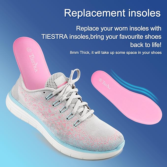 2 Pair -Shoe Inserts for Womens Memory Foam Insoles,Replacement Insoles for Work Boots Running Shoes, Cushion Shock Absorbing for Foot Pain Relief, Comfort Breathable Inner Soles Pink 39EU,US8