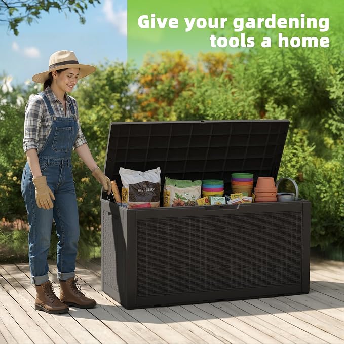 120 Gallon Outdoor Storage Box Waterproof, UV Resistant Resin Deck Box - Image 2