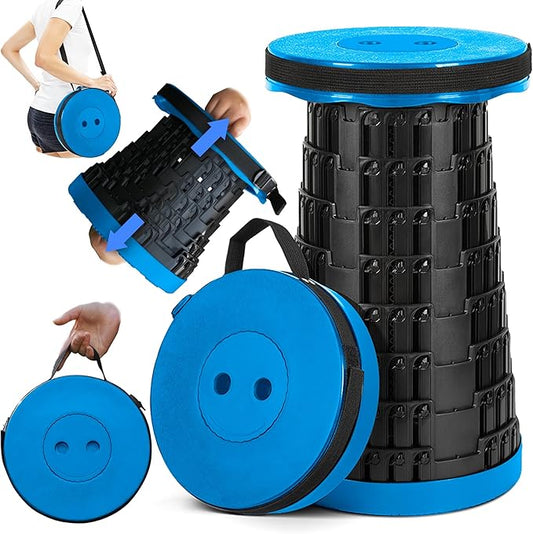 2025 Upgraded Collapsible Stool, Portable Folding Stool Max 620lb, Height Adjustable Retractable Telescopic Seat, Travel Chair, Foldable Camping Seat or Footrest Gift for Outdoors