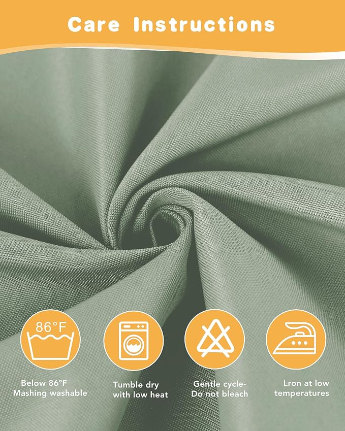 Outdoor Curtains for Patio Waterproof 4 Pcs 54x120 Inch Sage Green | Poolside - Image 5