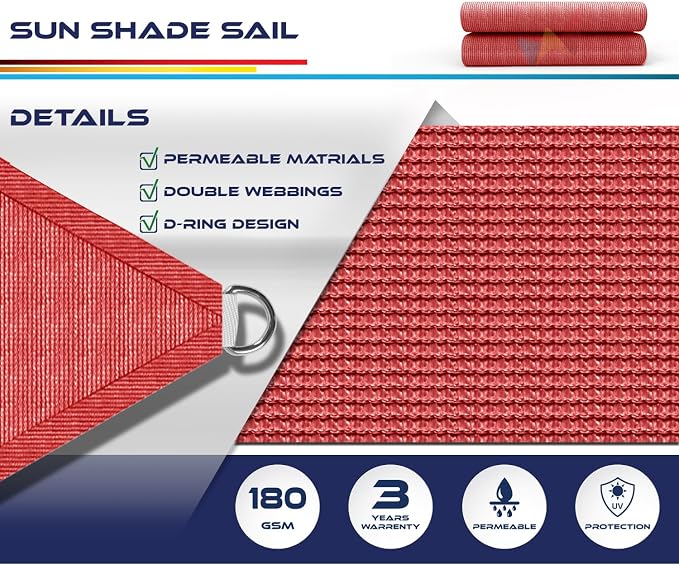 Windscreen4less 14' x 14' x 14' Sun Shade Sail Triangle Outdoor Canopy Cover UV - Image 3