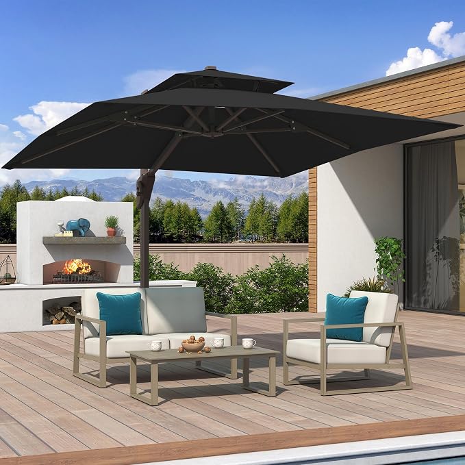 10x10 FT Outdoor Cantilever Patio Umbrella, Waterproof & UV-Protective Fabric - Image 3
