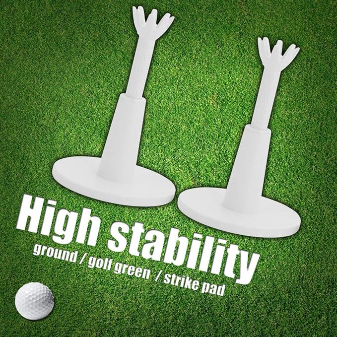 Adjustable Golf Tees, Stable Golf Driving Range Tees Holder with Tees for Golf Practice Training (White)