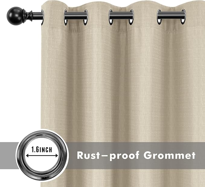 Linen Outdoor Curtains for Patio Waterproof 4 Pcs 54x120 In Cream | Light - Image 4