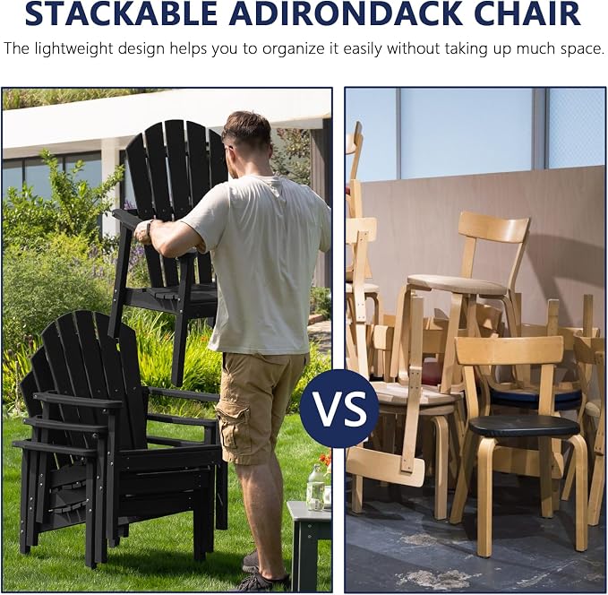 Compact Stackable Adirondack Chairs Set of 2, All-Weather - Image 3