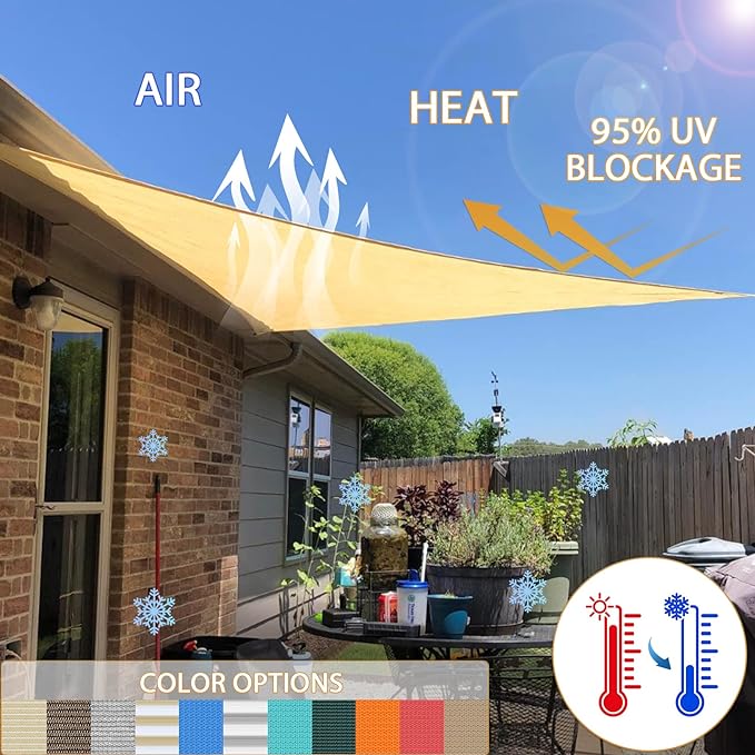 Windscreen4less 18' x 18' x 18' Sun Shade Sail Triangle Outdoor Canopy Cover UV - Image 4