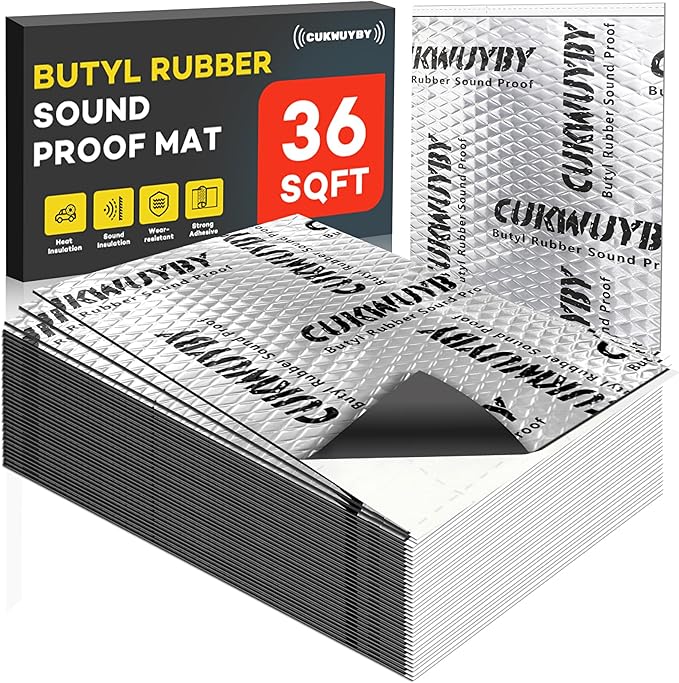 Sound Deading Material for Cars, 80mil (2mm) 36 sqft (3.4 sqm) Car Sound Deadening Mat, Butyl Automotive Sound Deadener, Noise Insulation and Vibration Dampening Material (33 pcs)