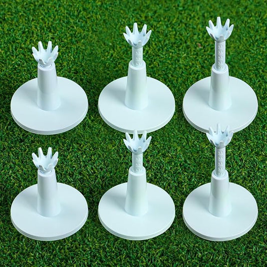 Amy Sport Golf Rubber Tee Adjustable Value 3 or 6 Pack, Unbreakable Durable Tee for Mat Driving Range Indoor Simulator, Adjustable Height from 2.1" to 2.9"