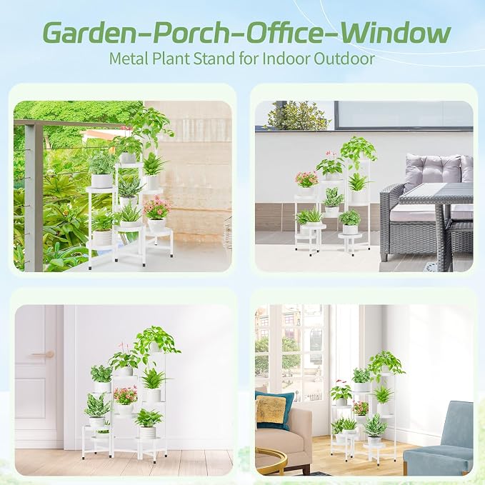 iDavosic.ly Plant Stand Indoor Outdoor, 8 Tier Metal Corner Shelf, Folding - Image 3