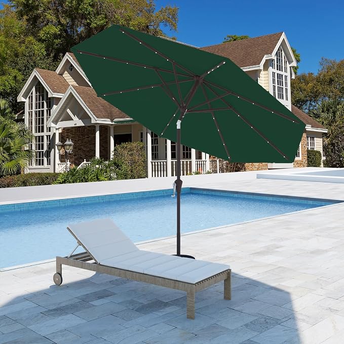 9FT Patio Umbrella with Solar Lights, Outdoor Market Umbrella with Tilt and - Image 7