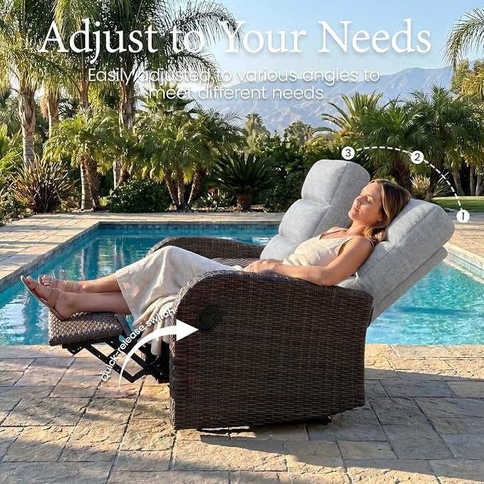 Oversized 2 Pieces Wicker Outdoor Recliner Loveseat - Image 6