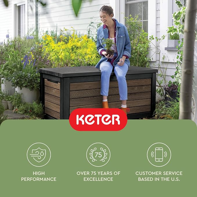 Keter Signature Collection 165 Gallon Resin Deck Box Organization and Storage - Image 11