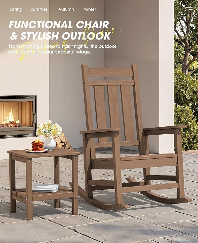 Oversized Outdoor Rocking Chair Set of 4, HDPE Patio Rockers - Image 9