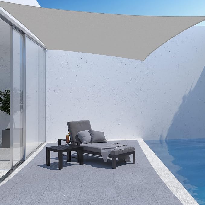 AsterOutdoor Sun Shade Sail Rectangle 6' x 10' UV Block Canopy - Image 5