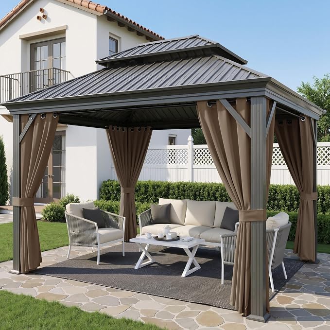 Outdoor Waterproof Curtains for Patio 52x84 Inch Mocha, 1 Panel | Light - Image 2