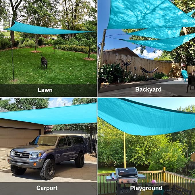 Sun Shade Sail 12' x 12' x 12' Turquoise Blue Triangle Shade | Outdoor sun - Image 8