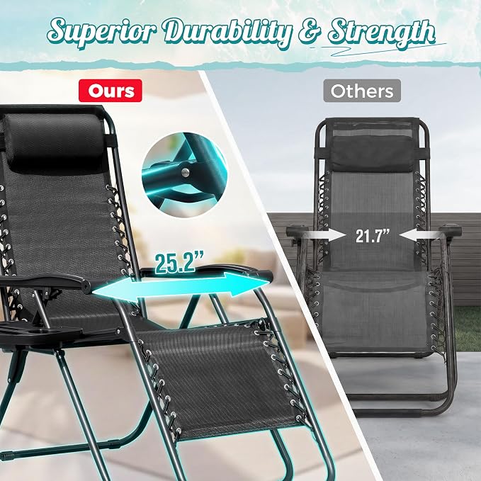 Homall Zero Gravity Chair Patio Folding Lawn Lounge Chairs | Outdoor Lounge - Image 4