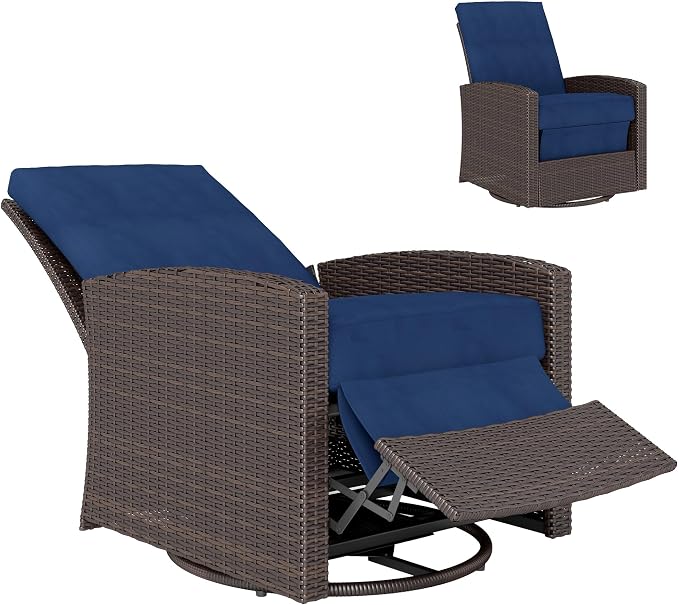 Outsunny Outdoor Wicker Swivel Recliner Chair, by Outsunny