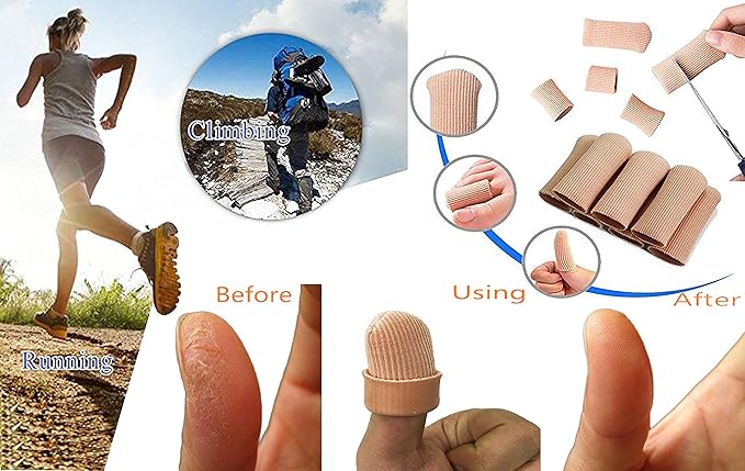 ERGOfoot 6 Pack Toe Caps Close Finger Toe Sleeve Tubes Toe Protectors Gel Rubbing Tube to Prevent Bunions, Hammertoes, Callus, Corn, Blisters(Diameter 2.5cm)