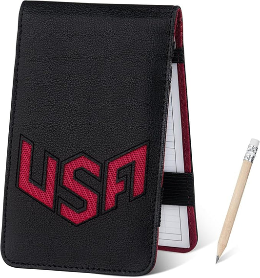 Golf Scorecard Holder & Yardage Book Cover, Golf Accessories Black Premium Leather Yardage Book Holders Cover