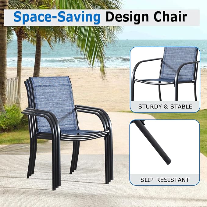 Outdoor Dining Chairs Set of 6, Stackable Patio Chairs - Image 4