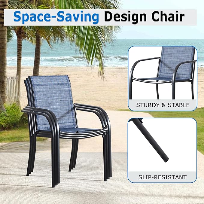 Outdoor Dining Chairs Set of 8, Stackable Patio Chairs - Image 4