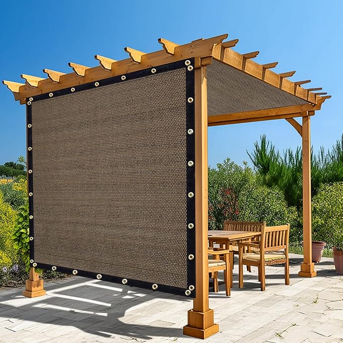 Amagenix 90% Shade Fabric 5'X 5' Mocha Sun Shade Cloth by Amagenix