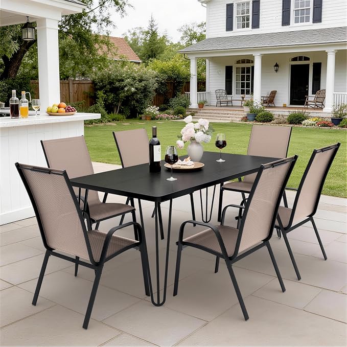 JEAREY Patio Dining Chairs Set of 4, Outdoor Stackable Dining Furniture Set - Image 4
