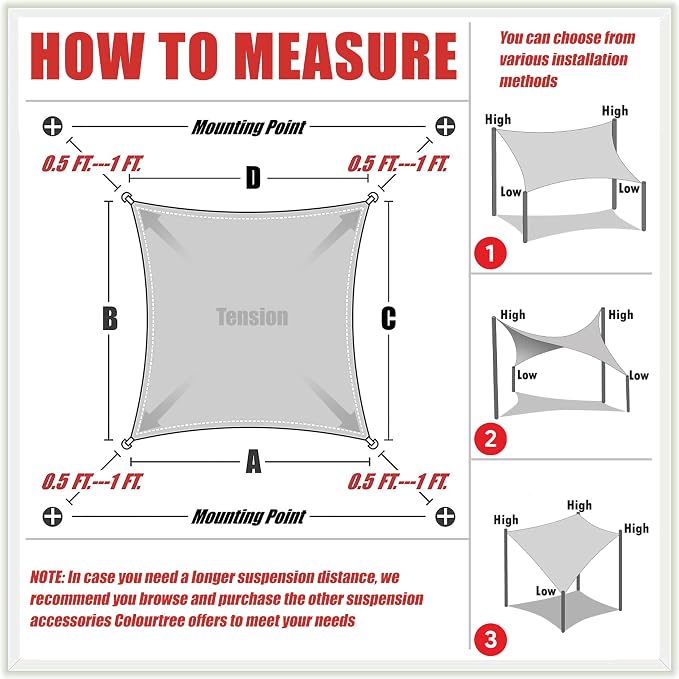 Colourtree CTAPR1220 Custom Size 12' x 17' Green Sun Shade Sail Canopy UV Block - Image 6