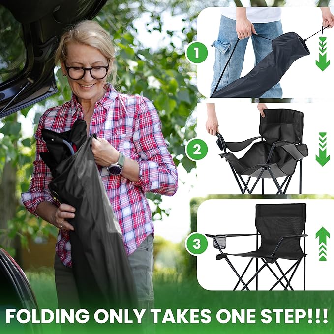 2 Pack Portable Camping Chairs Folding Lawn Chair Outdoor Lightweight Beach - Image 5