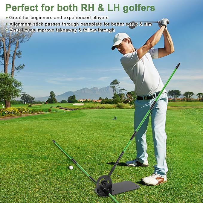 Golf Alignment Stick Holder with Holder Angle Plate,Professional Swing Trainer,Golf Swing Plane Trainer Aid for Aiming Putting Swing,Golf Teaching, Multi-Functional for All Levels of Golfer