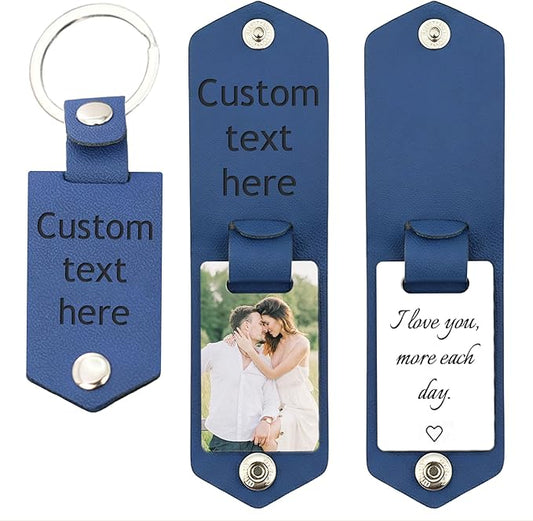 Custom Keychains with Picture Personalized Photo Logo Text Customized Key Chain for Boyfriend Dad Men Women Gifts