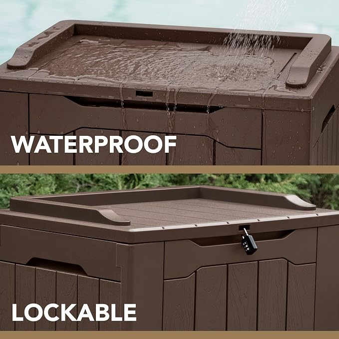 Devoko 30 Gallon Resin Deck Box Outdoor Indoor Waterproof Storage Box - Image 2