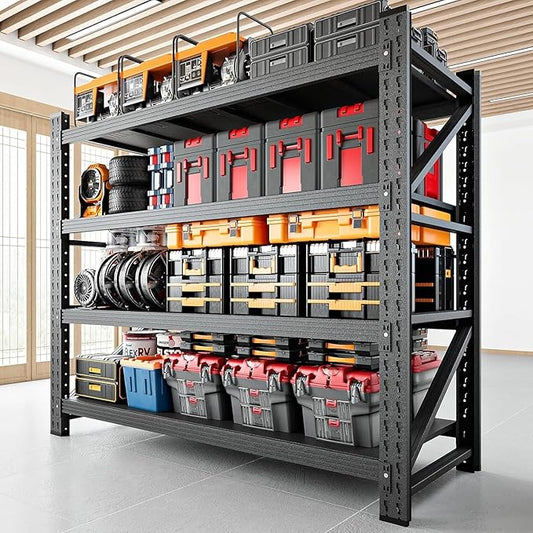 48" W Storage Shelves, 3000LBS Garage Shelving Heavy Duty Metal Adjustable Garage Shelves, Shelving Units Industrial Shelving for Warehouse, 48" W x 24" D x 69" H, Black