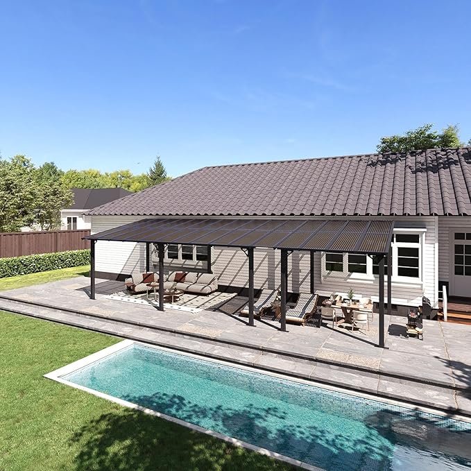 Aoxun 30’x10’ Gazebo with Aluminum Frame & Polycarbonate Panel, Outdoor Patio by Aoxun